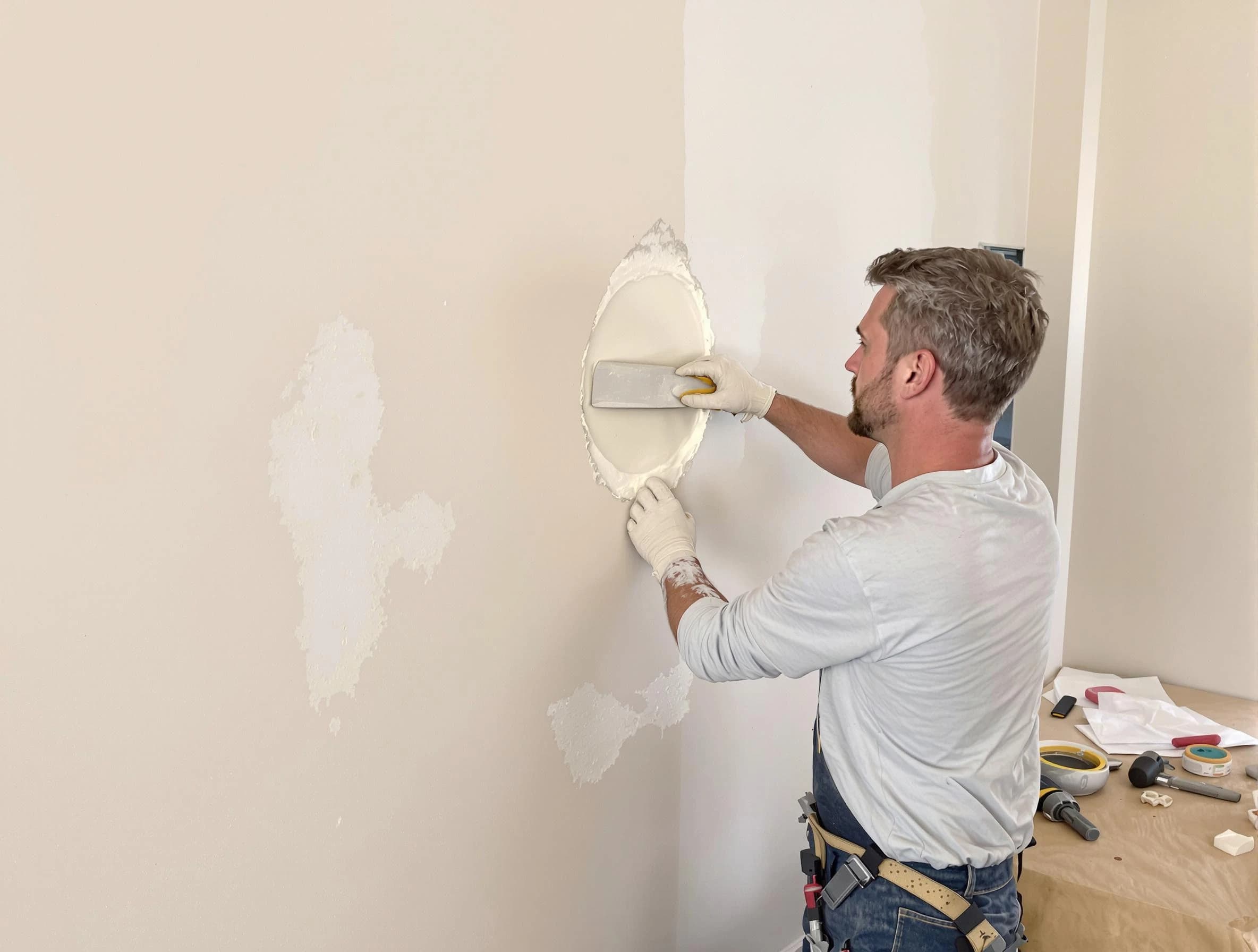 Mesa House Painters technician patching a drywall hole in Mesa, AZ