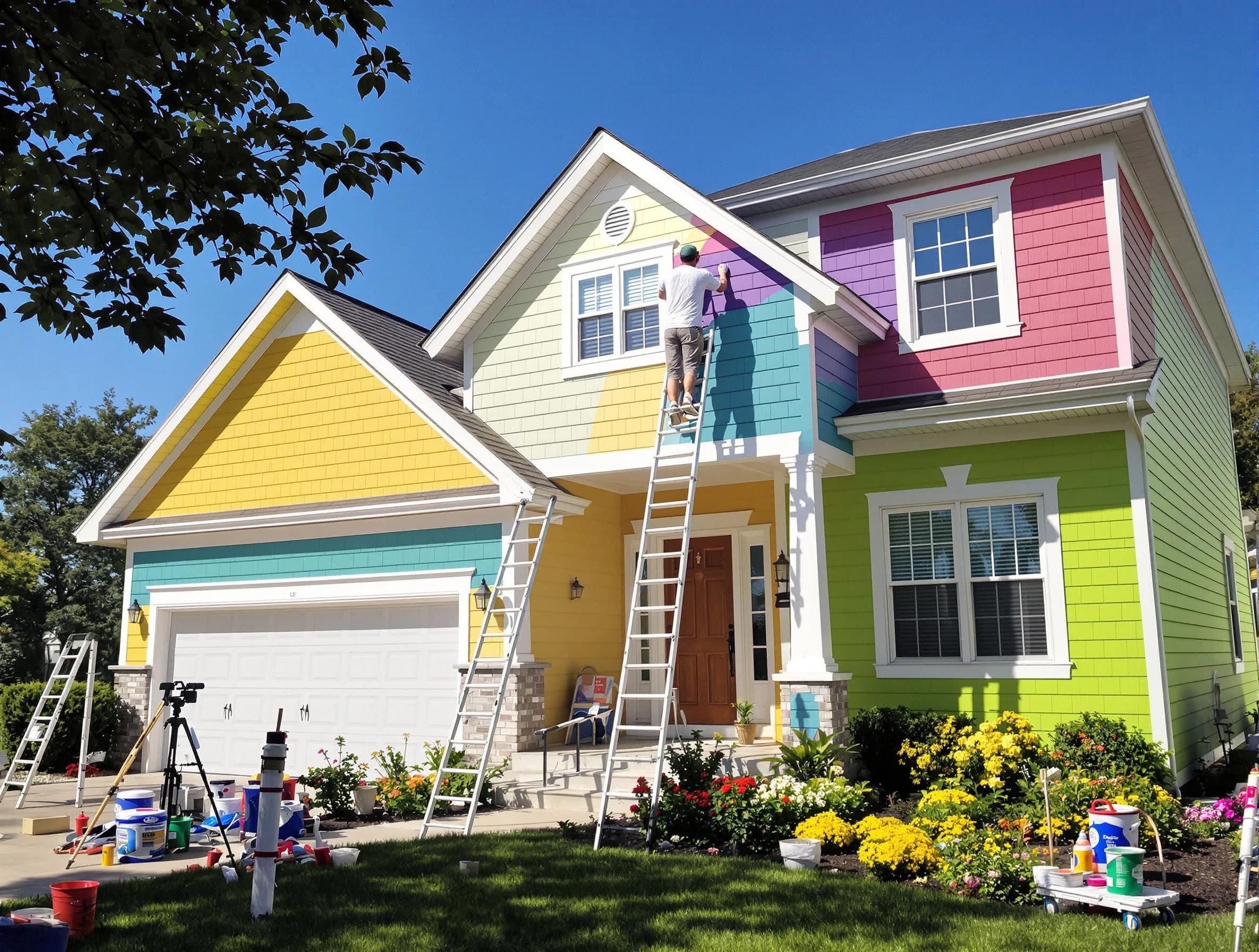 Mesa House Painters professionals painting a home exterior in Mesa, AZ