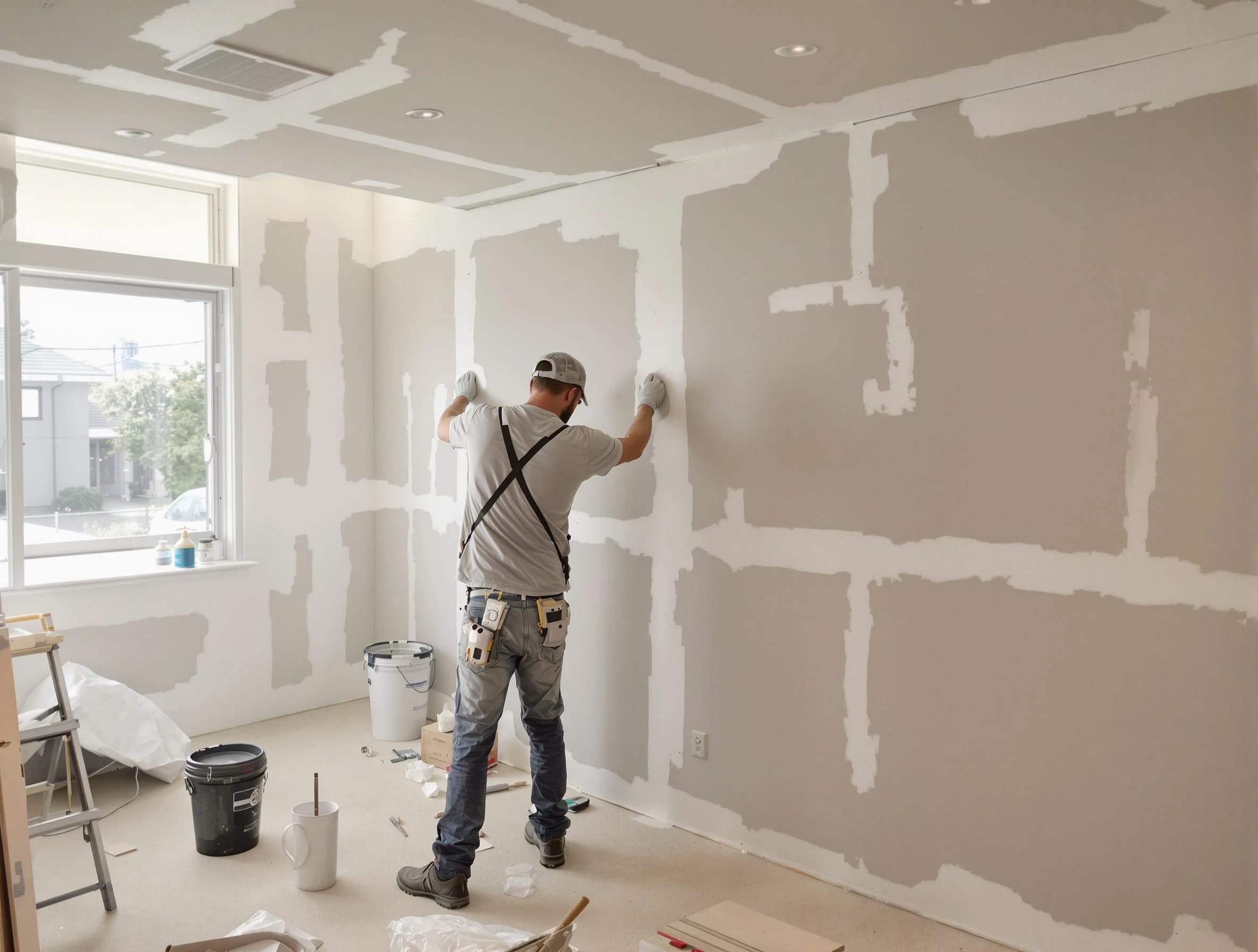 Mesa House Painters performing drywall taping and mudding in Mesa