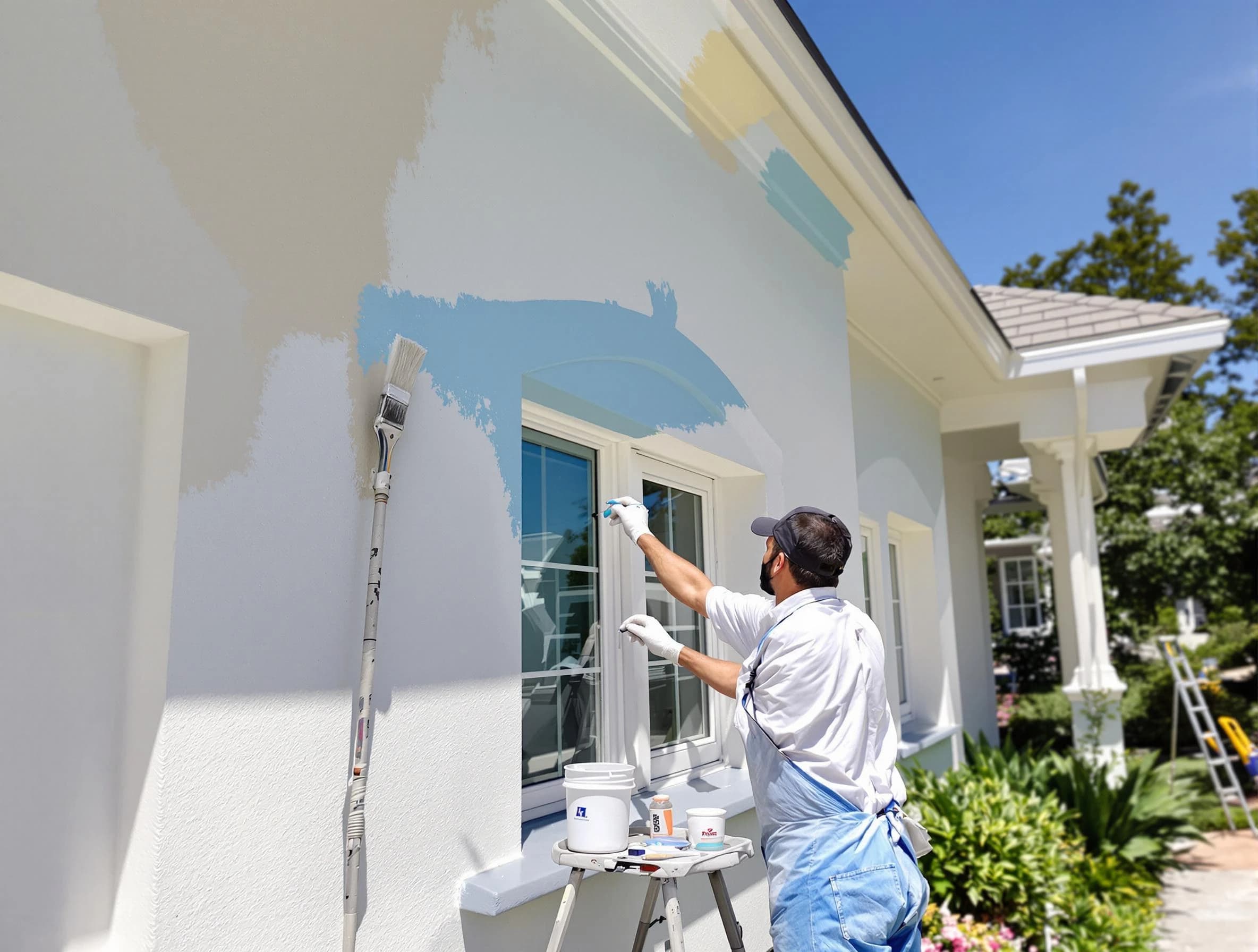 Mesa House Painters professional painting the exterior of a house in Mesa, AZ