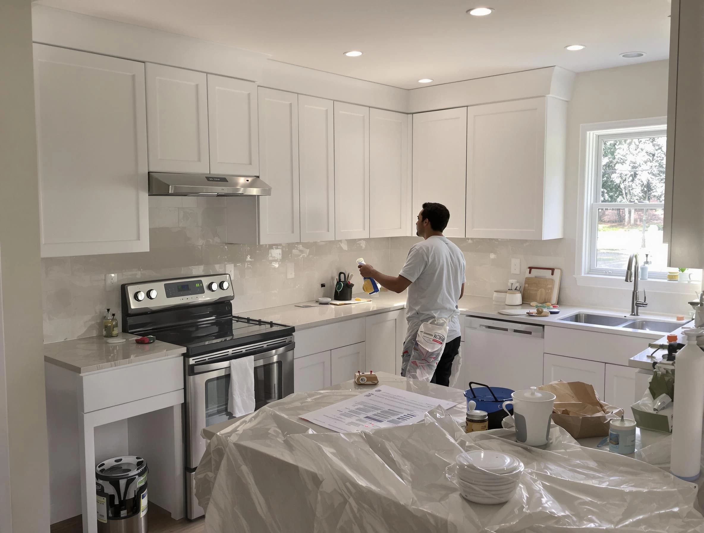 Mesa House Painters performing detailed kitchen painting in Mesa