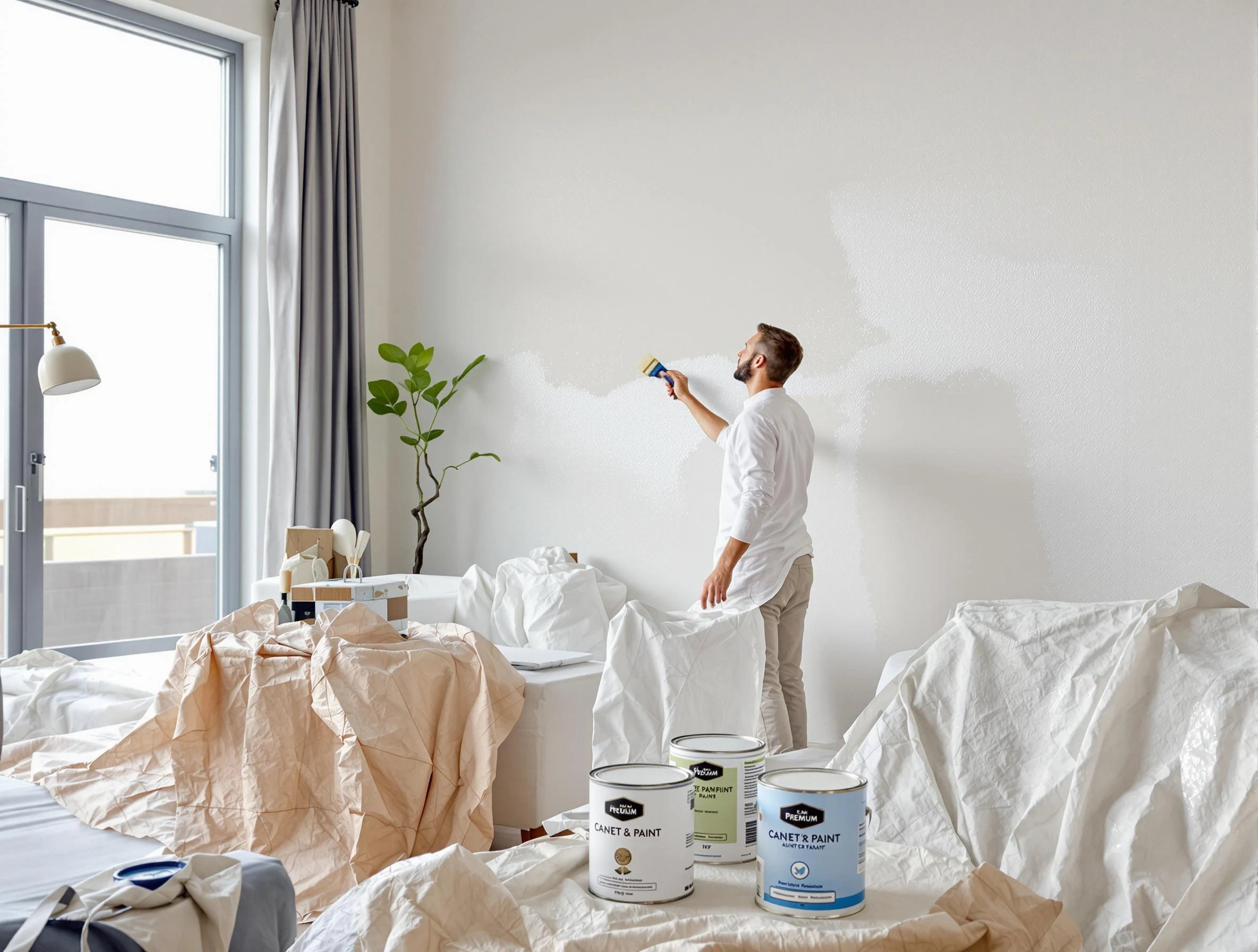 Mesa House Painters team carefully painting an interior wall in Mesa, AZ