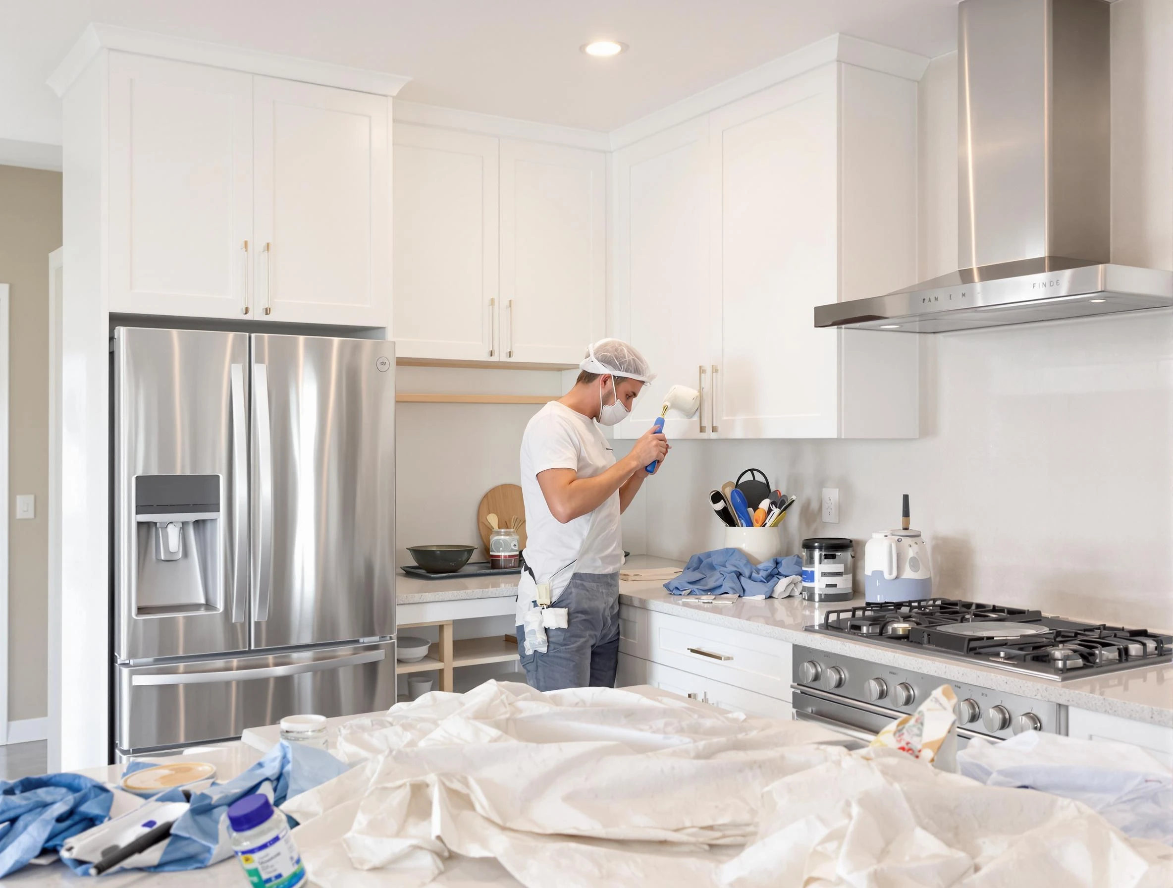 Mesa House Painters painter applying a fresh coat in a kitchen located in Mesa, AZ